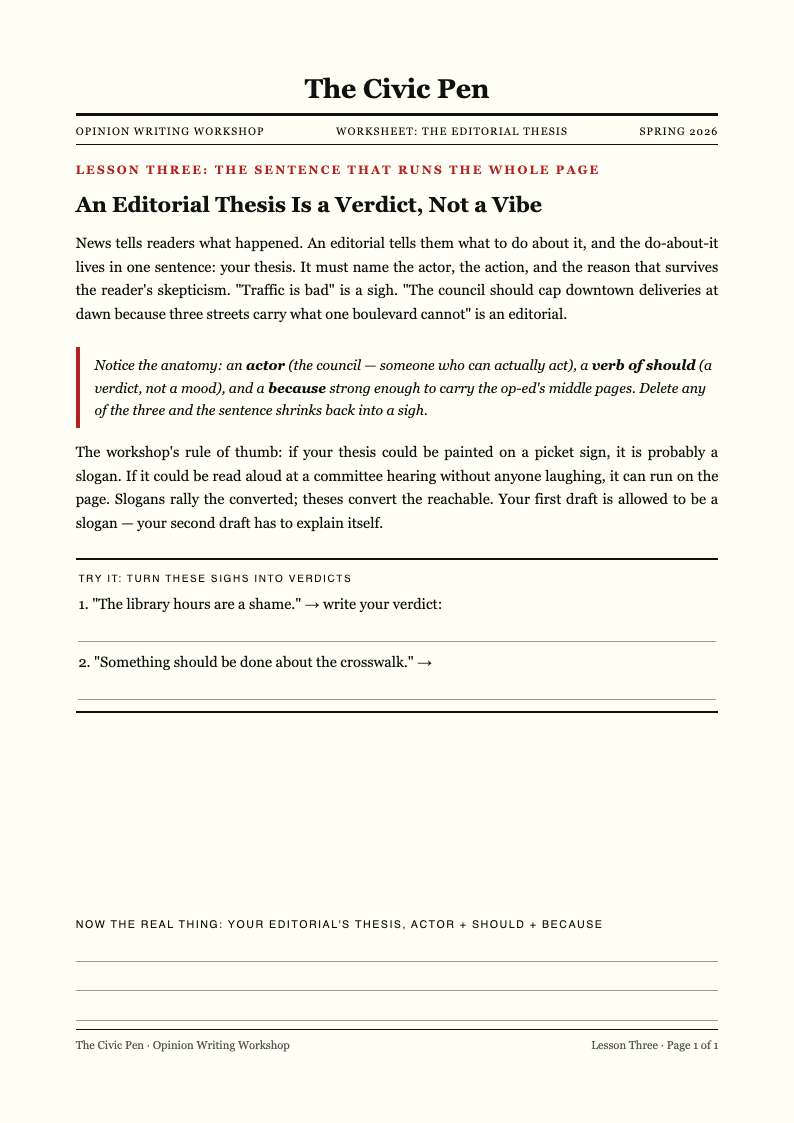 New York Editorial Thesis Statement